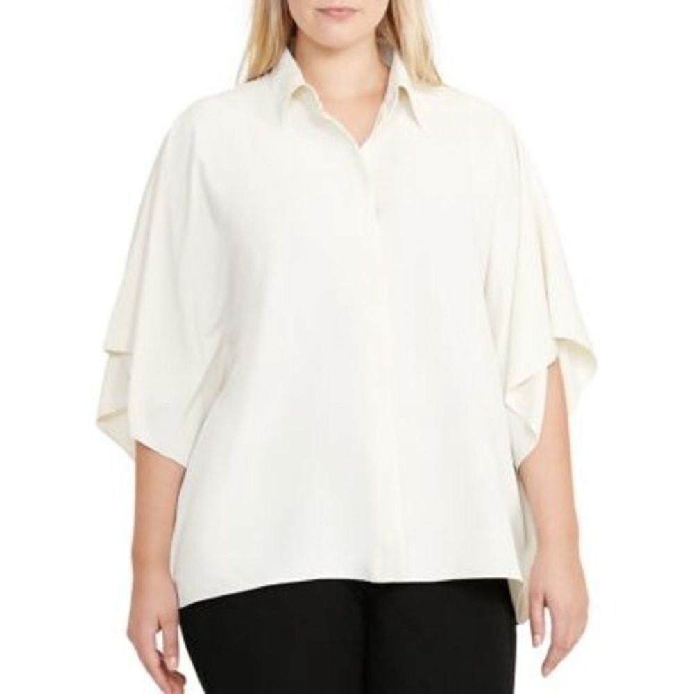 Lauren Ralph Lauren Draped Button Up Blouse